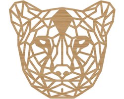 Geometrische Dieren Panter - Bamboe hout - L (55x51 cm) - Cadeau - Kinderen - Geschenk - Woon decoratie - Woonkamer - Slaapkamer - Geometrische wanddecoratie - WoodWideCities
