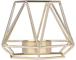 Geometrische-Kaarshouder - Creatieve-Candlelight-Dinner-Decoratie - IJzeren-Constructie - Gouden-Kleur - Klein-Formaat