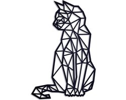 Geometrische kat - Chat Géométrique --- Muurdecoratie Living Keuken Woonkamer Hout Zwart Wand Kader Muur Interieur Bureau Art Abstract Animal Dier Kat Poes Cadeau Geschenk Deco Wand Wood Laser Moederdag Vaderdag Pinterest by Cutting Edge Design