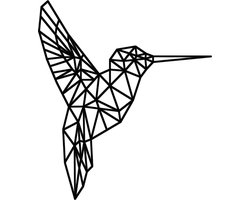 Geometrische kolibrie -- Wall Art by Cutting Edge Design --- Muurdecoratie Living Keuken Figuur Woonkamer Hout Zwart Wand Kader Muur Interieur Bureau Art Abstract Animal Dier Hummingbird Bird Forest Cadeau Geschenk Decoratie Wand Wood Laser