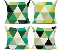 Geometrische Kussenhoezen Set van 4 - Funky Kleurrijke Driehoekige Kussenslopen 40x40 cm voor Woonkamer en Buiten