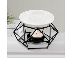 Geometrische oliebrander van keramiek en metaal, aroma diffuser en kaarsenhouder voor woonkamer, slaapkamer en yoga decoraties