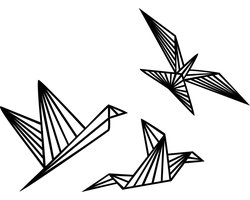 Geometrische vogels (set v 3) -- Muurdecoratie Living Keuken Figuur Woonkamer Hout Zwart Kader Muur Interieur Bureau Animal Dier Origami Birds Japan Vouwkunst Cadeau Geschenk Interieurdeco Interieurinrichting Interieurdecoratie Decoratie Wand
