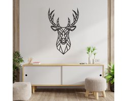 Geometrische Wanddecoratie Hert - Geometrische Muurdecoratie Hert - Geometrisch Hert - Muurdecoratie Hout - Wanddecoratie Hout - Muurdecoratie Woonkamer - Wanddecoratie Woonkamer - Wanddecoratie Industrieel - Wanddecoratie Dieren - 89 x 59 cm