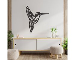 Geometrische Wanddecoratie Kolibrie - Geometrische Muurdecoratie Kolibrie - Geometrische Kolibrie - Muurdecoratie Hout - Wanddecoratie Hout - Muurdecoratie Woonkamer - Wanddecoratie Woonkamer - Wanddecoratie Dieren - 68.5 x 59 cm