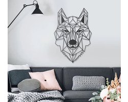 Geometrische Wanddecoratie - wandecoratie woonkamer - 40x50 cm - Wolf - Dieren - Hout - Wall Art - Muurdecoratie - Woonkamer Natuurlijk - Wanddecoratie Industrieel - Cadeau Idee