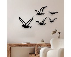 Geometrische Wanddecoratie - wandecoratie woonkamer - 5 stuks Vogels - Dieren - Hout - Wall Art - Muurdecoratie - Woonkamer Natuurlijk - Wanddecoratie Industrieel - Cadeau Idee