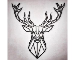 Geometrische Wanddecoratie - wandecoratie woonkamer - Hert - 48x50 - Dieren - Hout - Wall Art - Muurdecoratie - Woonkamer Natuurlijk - Wanddecoratie Industrieel - Cadeau Idee