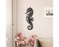 Geometrische Wanddecoratie - wandecoratie woonkamer - Zeepaardje - 55x20 - Dieren - Hout - Wall Art - Muurdecoratie - Woonkamer Natuurlijk - Wanddecoratie Industrieel - Cadeau Idee