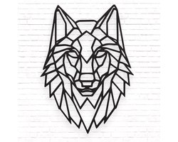 Geometrische Wolvenkop Wanddecoratie MDF Zwart - 79 x 57 cm