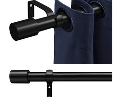 GEON Gordijnroede - 120-210cm - Uitschuifbaar - Gordijnrails compleet - Gordijnstang - Zwart - Metaal