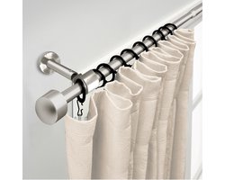 GEON Gordijnroede - Gordijnroede uitschuifbaar - Gordijnrails compleet - Nikkel - Luxueuze Look - 120-210 cm