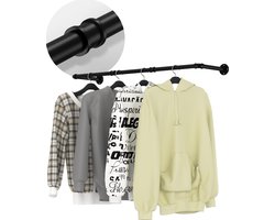 GEON - Kledingstang voor aan de Muur – Hoogwaardige Stalen Kledingroede – Kledingrek - Hangrek - Garderobe Stang - 108 x 23.6 CM – Zwart