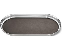 Georg Jensen Manhattan Dienblad incl. Leer - 35x18x2.8 cm - Zilverkleurig