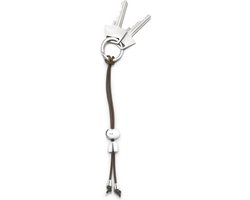 Georg Jensen Sleutelhanger Alfredo 2,9 X 7,3 Cm Rvs/leer Zilver