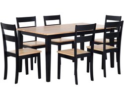 GEORGIA - Eetkamerset - Zwart - Rubberhout
