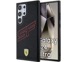 Geperforeerde hoes voor S24 Ultra - zwart hardcase met ecologisch leer en sportief design