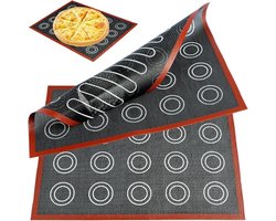 Geperforeerde siliconen bakmat - 2 stuks - Geperforeerde siliconen bakmat - siliconen mat - Anti-kleef bakmatten- Dubbelzijdig - Bakspullen - herbruikbaar - voor koekjes - macarons - brood en gebak - 30×40cm - zwart+rood