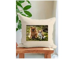 Gepersonaliseerd Fotokussen 45x45 cm – Polylinnen – Handgemaakt – Eigen Foto – Uniek Cadeau