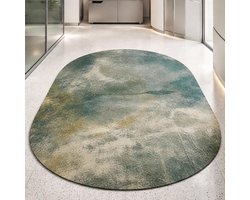 Gepersonaliseerd Tapijt - Ovaal Kleed - Interieur Decoratie - Zacht Laagpolig - 90x150 cm - Groen Geel