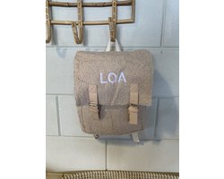 Gepersonaliseerde Adalletti teddy rugzak kids | creme/beige rugtas | rugzak met naam | schooltas met naam | tas | kinderen | peuter | kleuter| teddy | creme | biscuit | baby en kind