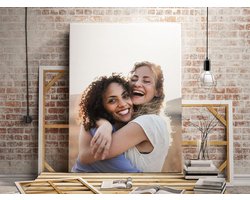 Gepersonaliseerde afbeelding - Canvas met lijst - Wanddecoratie Maken - 100% Katoen Doek - 60 x 50 cm - Wit