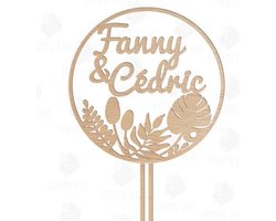 Gepersonaliseerde bruidstaart topper – zoals eerder gekozen ontwerp – bloemenkrans met namen – rustiek hout- gepersonaliseerde taarttopper- personalised cake topper