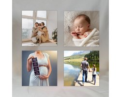 Gepersonaliseerde Fotomagneten – Set van 4 – Magnetische Fototegeltjes 5x5 cm – Foto magneet – Eigen Foto & Tekst – Uniek Cadeau & Woondecoratie