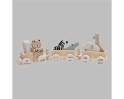 Gepersonaliseerde Houten Jungle trein Jambo - Baby - Kraamcadeau - met naam en geboortedatum - Hout - Jollein
