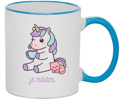 Gepersonaliseerde Mok met naam - Baby Unicorn Blauw | Meisjes | Kind | Eenhoorn | Unicorn | Keramiek | Cadeau Kinderen