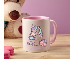 Gepersonaliseerde Mok met naam - Baby Unicorn Roze | Meisjes | Kind | Eenhoorn | Unicorn | Keramiek | Cadeau Kinderen