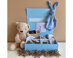 Gepersonaliseerde My Baby Memory Box blauw | 30-delige Baby Herinneringendoos | Kraamcadeau met naam | Baby Geschenkset | Persoonlijk cadeau jongen