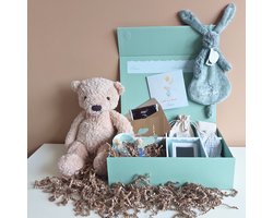 Gepersonaliseerde My Baby Memory Box groen | 30-delig Baby Herinneringen Doos | Kraamcadeau met naam | Baby Geschenkset | Persoonlijk cadeau baby