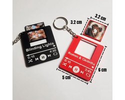 Gepersonaliseerde Sleutelhanger met Eigen Foto en Tekst - Muziekspeler / Spotify Stijl - Uniek Fotocadeau