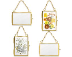 Geperste Bloem Fotolijsten - Dubbel Glas Lijsten - Wanddecoratie Maken - Messing en Glas Frame
