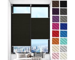 Geplooide Jaloezie - Plissé Gordijn - Inkijk en Zonwering - Montage Zonder Boren - 25 x 120 cm - Zwart