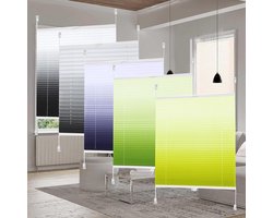 Geplooide jaloezie - Plissé gordijn - Privacy en zonwering - Montage zonder boren - 20 x 60 cm - Geel