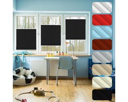 Geplooide Jaloezie - Plissé Raamgordijn - Inkijk Vrij - Montage Zonder Boren - 45x130cm - Zwart