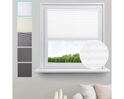Geplooide jaloezie zonwering ondoorzichtig verduisterend - Plisségordijn 75x220cm - wit PS5590ws met klembevestiging zonwering zuignap