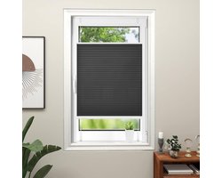 Geplooide Jaloezieën - Plissé Gordijn - Privacy en Zonwering - Montage zonder boren - 30 x 150 cm - Zwart