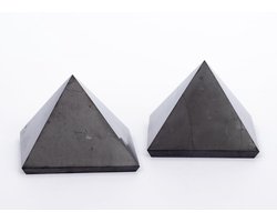 Gepolijste shungit piramides - elektromagnetische straling bescherming - set van 2 - zwart - shungit type III - 30 x 30 mm