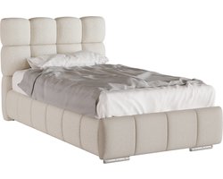 GEPOLSTERD BED Bliss 100 x 200 cm met opbergruimte, lattenbodem en Pocketveringmatras H3 (19 cm hoog)