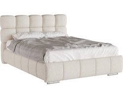 GEPOLSTERD BED Bliss 140 x 200 cm met opbergruimte, lattenbodem en Pocketveringmatras H3 (19 cm hoog)