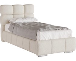 GEPOLSTERD BED Bliss 90 x 200 cm met opbergruimte, lattenbodem en Pocketveringmatras H3 (19 cm hoog)