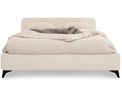 Gepolsterd bed VIRETTA 140x200 cm met lattenbodem – Wit