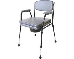 Gepolsterde Toiletstoel voor Senioren - Verstelbare Pot - Toiletcommode met Armen - Bedside Commode Stoel met Emmer