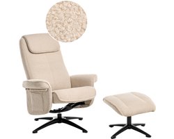 GERAS - Relaxfauteuil met voetenbank - Beige - Bouclé