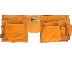 Gereedschap schort - leer - 10 vakken - verstelbare riem - praktisch - stevig