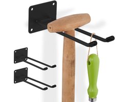 gereedschapshaken - set van 3 - dubbele ophanghaken - 7,5 x 9 x 24 cm - bezemhouder staal - schuur