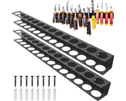 Gereedschapshouder voor wandmontage met 14 gaten - 2 stuks, 40 cm organizer voor werkplaats en garage